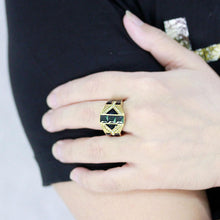 Cargar imagen en el visor de la galería, TK3721 - IP Gold(Ion Plating) Stainless Steel Ring with AAA Grade CZ  in Black Diamond