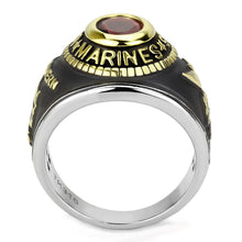 Cargar imagen en el visor de la galería, TK3723 - Two-Tone IP Gold (Ion Plating) Stainless Steel Ring with Synthetic Synthetic Glass in Red Series