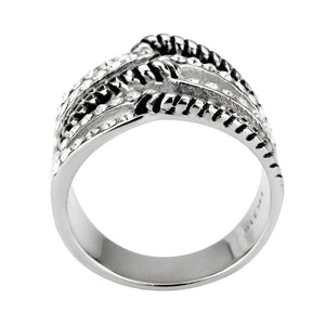 TK3733 High polished Stainless Steel Ring with Top Grade Crystal in Clear