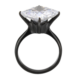 TK3736 IP Black  Stainless Steel Ring with AAA Grade CZ in Clear