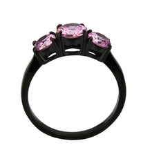 Cargar imagen en el visor de la galería, TK3742 - IP Black Stainless Steel Ring with AAA Grade CZ in Rose