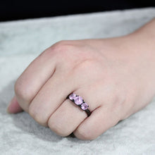 Load image into Gallery viewer, TK3742 - IP Black Stainless Steel Ring with AAA Grade CZ in Rose