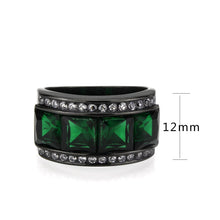 Load image into Gallery viewer, TK3747 IP Black Stainless Steel Ring with Synthetic in Emerald