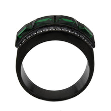 Cargar imagen en el visor de la galería, TK3747 IP Black Stainless Steel Ring with Synthetic in Emerald