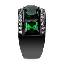 Cargar imagen en el visor de la galería, TK3747 IP Black Stainless Steel Ring with Synthetic in Emerald