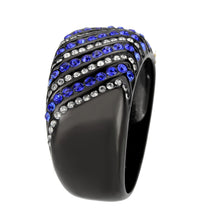 Cargar imagen en el visor de la galería, TK3751 IP Black  Stainless Steel Ring with AAA Grade CZ in Blue