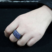Cargar imagen en el visor de la galería, TK3751 IP Black  Stainless Steel Ring with AAA Grade CZ in Blue