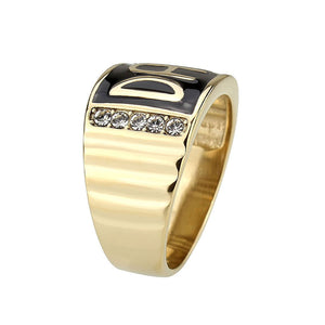 TK3760 - IP Gold(Ion Plating) Stainless Steel Ring with Top Grade Crystal in Clear