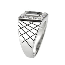 Load image into Gallery viewer, TK3761 - High polished (no plating) Stainless Steel Ring with AAA Grade CZ in Jet