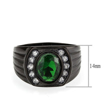 Cargar imagen en el visor de la galería, TK3764 - IP Black (Ion Plating) Stainless Steel Ring with Synthetic in Emerald