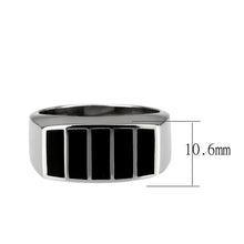 Load image into Gallery viewer, TK3767 - High polished (no plating) Stainless Steel Ring with Epoxy in Jet