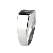 Load image into Gallery viewer, TK3767 - High polished (no plating) Stainless Steel Ring with Epoxy in Jet