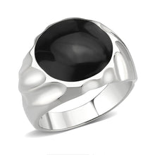 Cargar imagen en el visor de la galería, TK3768 - High polished (no plating) Stainless Steel Ring with Epoxy in Jet