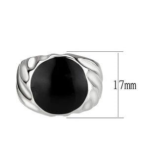 TK3768 - High polished (no plating) Stainless Steel Ring with Epoxy in Jet