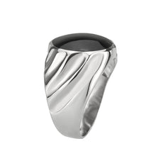 Cargar imagen en el visor de la galería, TK3768 - High polished (no plating) Stainless Steel Ring with Epoxy in Jet