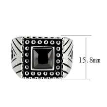 Load image into Gallery viewer, TK3769 - High polished (no plating) Stainless Steel Ring with AAA Grade CZ in Jet