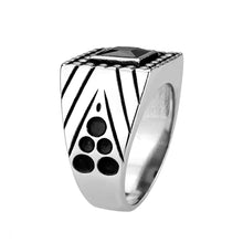 Load image into Gallery viewer, TK3769 - High polished (no plating) Stainless Steel Ring with AAA Grade CZ in Jet