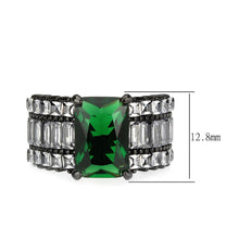 Cargar imagen en el visor de la galería, TK3774 - IP Black (Ion Plating) Stainless Steel Ring with Synthetic in Emerald