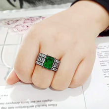 Cargar imagen en el visor de la galería, TK3774 - IP Black (Ion Plating) Stainless Steel Ring with Synthetic in Emerald