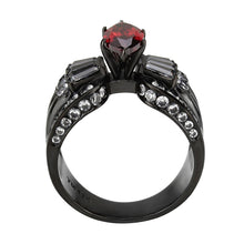 Load image into Gallery viewer, TK3776 - IP Black (Ion Plating) Stainless Steel Ring with AAA Grade CZ in Garnet