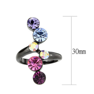 TK3810 - IP Black (Ion Plating) Stainless Steel Ring with Top Grade Crystal in MultiColor