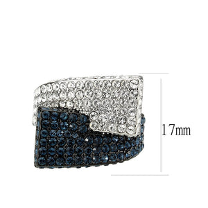 TK3815 - Two Tone IP Black (Ion Plating) Stainless Steel Ring with Top Grade Crystal in MultiColor