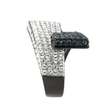 Cargar imagen en el visor de la galería, TK3815 - Two Tone IP Black (Ion Plating) Stainless Steel Ring with Top Grade Crystal in MultiColor