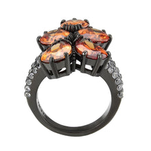 Cargar imagen en el visor de la galería, TK3817 - IP Black (Ion Plating) Stainless Steel Ring with AAA Grade CZ in Champagne