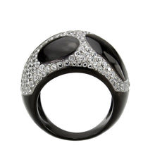 Load image into Gallery viewer, TK3818 - Two Tone IP Black (Ion Plating) Stainless Steel Ring with AAA Grade CZ in Clear