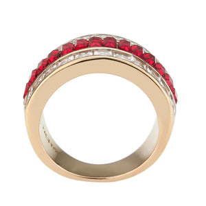 TK3823 - IP Rose Gold(Ion Plating) Stainless Steel Ring with Top Grade Crystal in Red Series