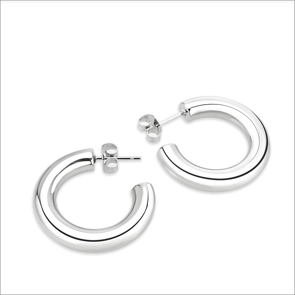 TK3844 - High Polished Minimalist Stainless Steel Earrings