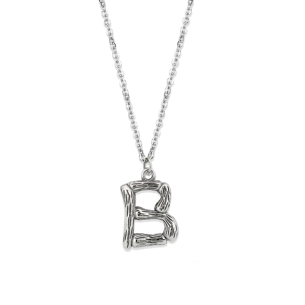 TK3853B High Polished Stainless Steel Chain Initial Pendant - Letter B