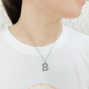 TK3853B High Polished Stainless Steel Chain Initial Pendant - Letter B