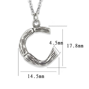 TK3853C High Polished Stainless Steel Chain Initial Pendant - Letter C