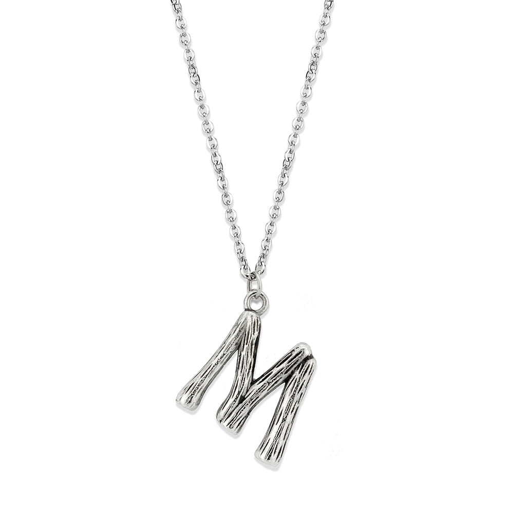 TK3853M High Polished Stainless Steel Chain Initial Pendant - Letter M