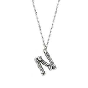 TK3853N High Polished Stainless Steel Chain Initial Pendant - Letter N