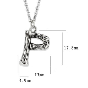 TK3853P High Polished Stainless Steel Chain Initial Pendant - Letter P