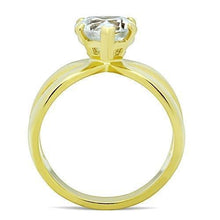 Cargar imagen en el visor de la galería, TK390G - IP Gold(Ion Plating) Stainless Steel Ring with AAA Grade CZ  in Clear