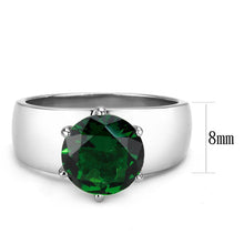 Cargar imagen en el visor de la galería, TK52005 - High polished (no plating) Stainless Steel Ring with Synthetic Synthetic Glass in Emerald