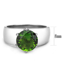 Load image into Gallery viewer, TK52008 - High polished (no plating) Stainless Steel Ring with Synthetic Synthetic Glass in Peridot