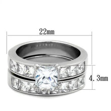 Load image into Gallery viewer, TK61206 - High polished (no plating) Stainless Steel Ring with AAA Grade CZ  in Clear