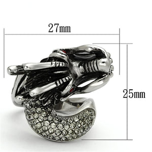 TK934 - High polished (no plating) Stainless Steel Ring with Top Grade Crystal  in Siam