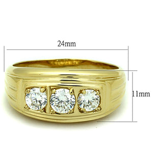 TK946G - IP Gold(Ion Plating) Stainless Steel Ring with AAA Grade CZ  in Clear