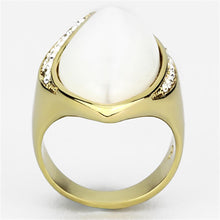 Load image into Gallery viewer, VL082 - IP Gold(Ion Plating) Brass Ring with Synthetic Cat Eye in White