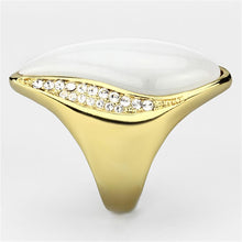 Cargar imagen en el visor de la galería, VL082 - IP Gold(Ion Plating) Brass Ring with Synthetic Cat Eye in White