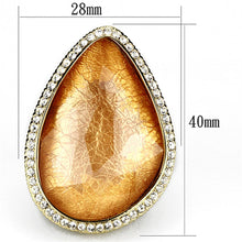 Cargar imagen en el visor de la galería, VL083 - IP Gold(Ion Plating) Brass Ring with Synthetic Synthetic Stone in Orange