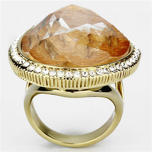 VL083 - IP Gold(Ion Plating) Brass Ring with Synthetic Synthetic Stone in Orange