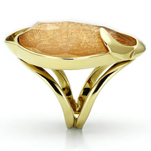 Cargar imagen en el visor de la galería, VL098 - IP Gold(Ion Plating) Stainless Steel Ring with Synthetic Synthetic Stone in Orange