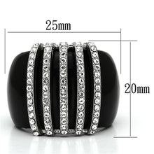Cargar imagen en el visor de la galería, VL099 - High polished (no plating) Stainless Steel Ring with Top Grade Crystal  in Clear