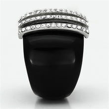 Cargar imagen en el visor de la galería, VL099 - High polished (no plating) Stainless Steel Ring with Top Grade Crystal  in Clear
